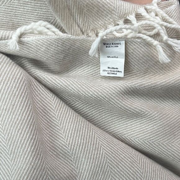 Cost Plus World Market Cream Herringbone Shawl - Picture 6 of 6